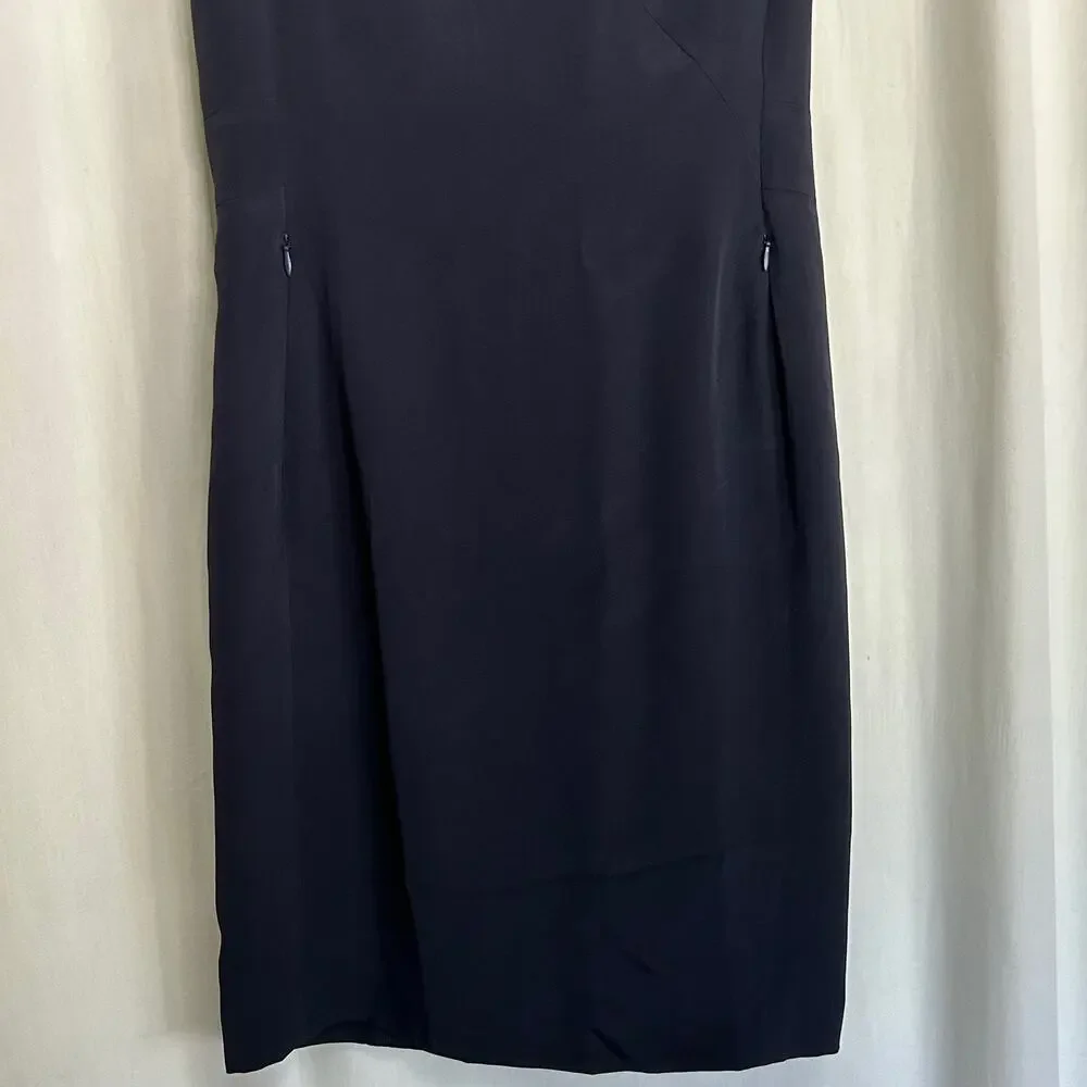 Lilysilk Navy Blue 100% Mulberry Silk Casual Career Sleeveless Dress NWT Size 4 - Picture 2 of 11